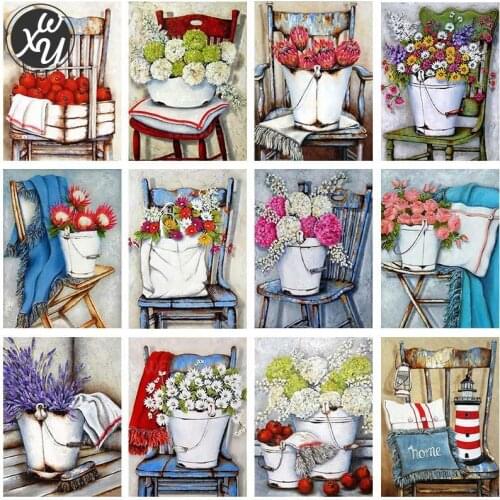 Diamond Painting Kits for Adults Vase Flower Diamond Cross Stitch Beautiful Flower Full Diamond Embroidery Mosaic for Home Decor