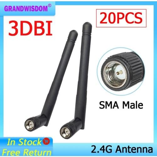 20pcs 2.4G WIFI Antenna wireless 3dbi Aerial SMA Male connector wi fi antena 2.4 ghz antenne wi-fi IOT Wireless Router antenas