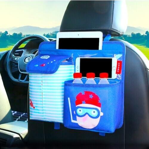 Car Seat Back Hanging Organizer Bag Universal Auto Multi-pocket Pad Cups Storage Holder Bag Foldable Shelf
