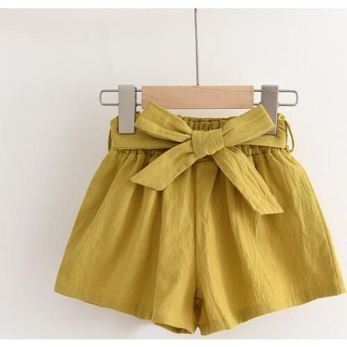 Bear Leader Girls Casual Solid Shorts New Fashion Children Bow Sashes Loose Clothing Cotton Clothes Kids Girl Summer Pants 3-7Y