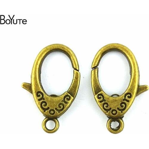 BoYuTe (20 Pieces/Lot) 19*30MM Zinc Alloy Antique Bronze Plated Metal Ring Lobster Clasp Jewelry Findings for Keychains Making