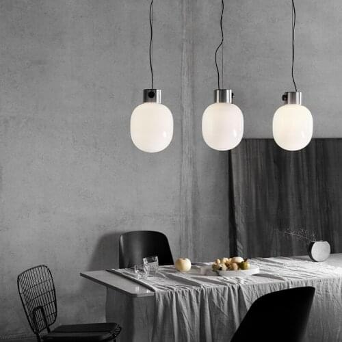 Danish classic dining table chandelier designer study bedroom bedside lamp personality milk white glass bar small chandelier