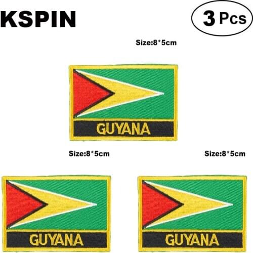 Guyana Rectangular Shape Flag patches embroidered flag patches national flag patches for clothing DIY Decoration