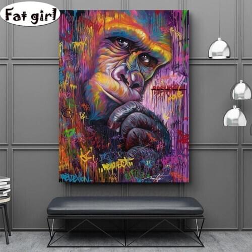 Gorilla Graffiti Art Fashion Wall Art Diamond Painting DIY 3D Diamond Embroidery mosaic wall art picture for living Room Decor