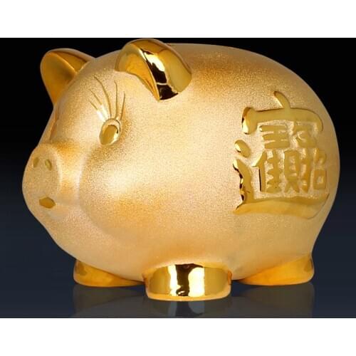 Ceramic Coin Money Box Golden Pig Ornament Cute Adults Kids Hidden Storage Money Box Large Tirelire Enfant Home Decor DG50MB