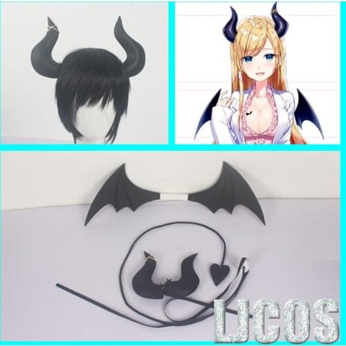 Anime Hololive Vtuber Yuzuki Choco Horns Head Clip Headwear Hairwear Cosplay Props Accessories Halloween