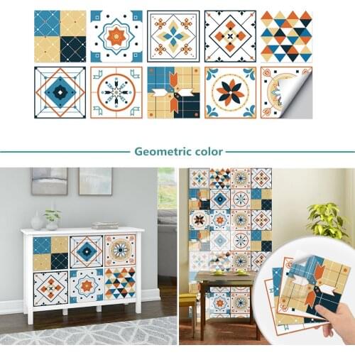 Moroccan Tiles Decorative Retro Wall Art Decal Self Adhesive Waterproof PVC Tile Stickers Kitchen Bathroom Furniture Decor