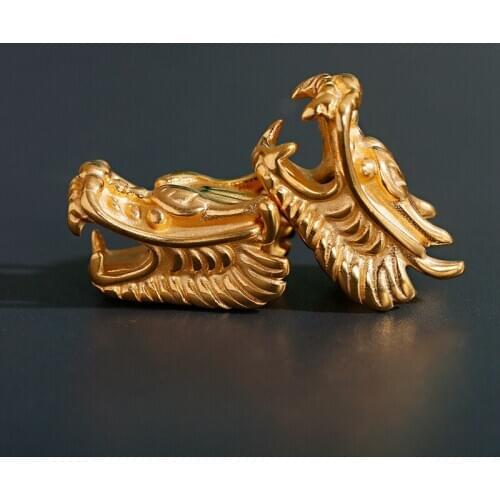 1PCS Fashion Gold Color Dragon Beads Men Stainless Steel Charm Beads For Bracelet Making Jewelry