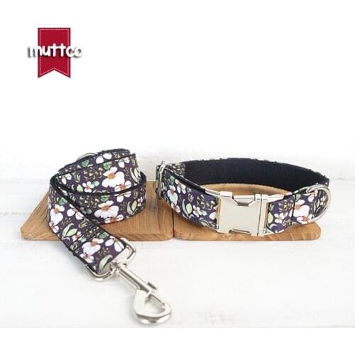 MUTTCO retailing fashion handmade soft dog accessories with flowers THE CHRYSANTHEMUM dog collars and leashes 5 sizes UDC044