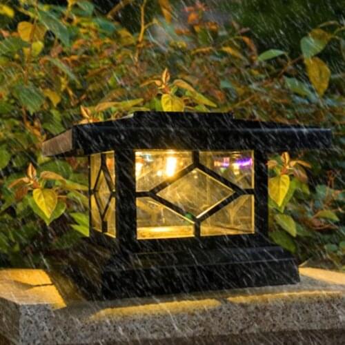 Solar Column Headlight LED Outdoor Lighting Fence Gate Pillar Style Decor Cap Wall Lamp IP65 Waterproof Courtyard Light