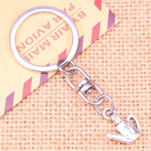 New Fashion Keychain 18x15mm watering can gardening Pendants DIY Men Jewelry Car Key Chain Ring Holder Souvenir For Gift
