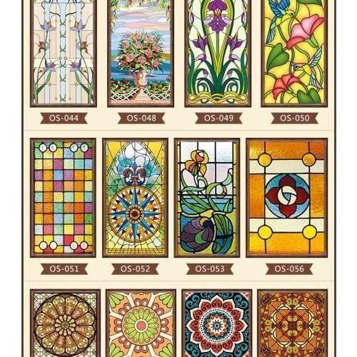 New styles Custom electrostatic frosted stained glass window film, PVC self-adhesive window films,church home foil stickers