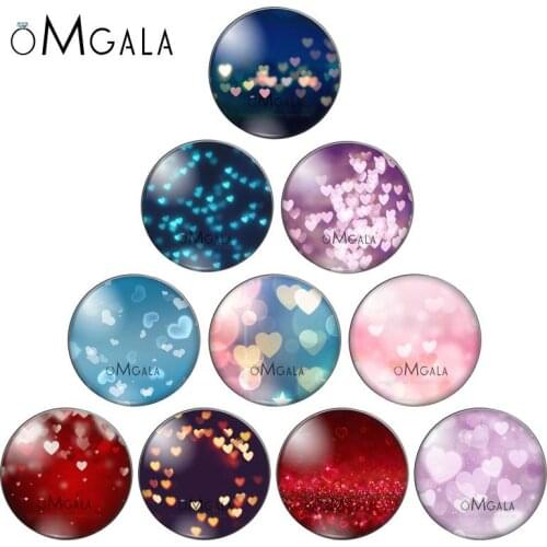 New Beauty Love hearts pattern 10pcs 12mm/18mm/20mm/25mm Round photo glass cabochon demo flat back Making findings