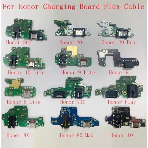 Original USB Charger Port Dock Board For Huawei Honor 20 20Pro 8 9 10 Lite V10 Play 8X Max 10 USB Charging Connector Flex