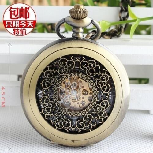 Hot Hollowed Flower Vine Steampunk Pocket Watch Mechanical Hand Wind Skeleton Men Women Gift Watches for Christmas