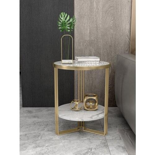 Nordic Sofa Side Table Italian Light Luxury Marble Simple Modern Bedside Table Small Coffee Table Double Round Table Corner Tabl