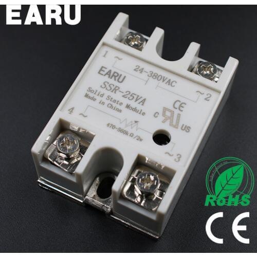 1pcs Solid State Relay Module SSR-25VA 25A 500K ohm TO 24-380V AC SSR 25VA Resistance Regulator