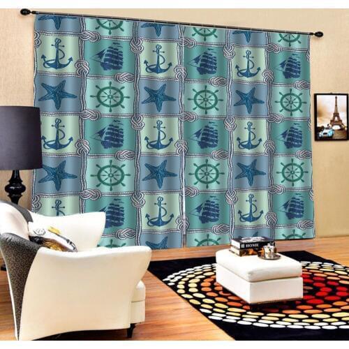 Customized size Luxury Blackout 3D Window Curtains For Living Room blue curtains Blackout curtain