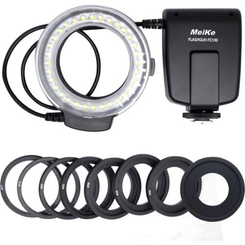 Meike FC-100 Manual LED Macro Ring Flash Light with 7 Adapter Ring For Nikon D200 D3100 Canon EOS 70D 60D T4i T3i 6D DSLR Camara