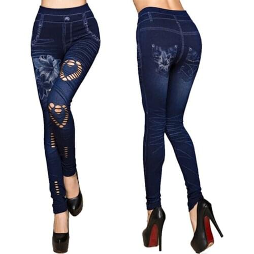 Sexy Jean Women Skinny Jeggings Pants High Waist Leggings Female Print Ankle-length Slim Legging Fitness Plus Size Hot Sale