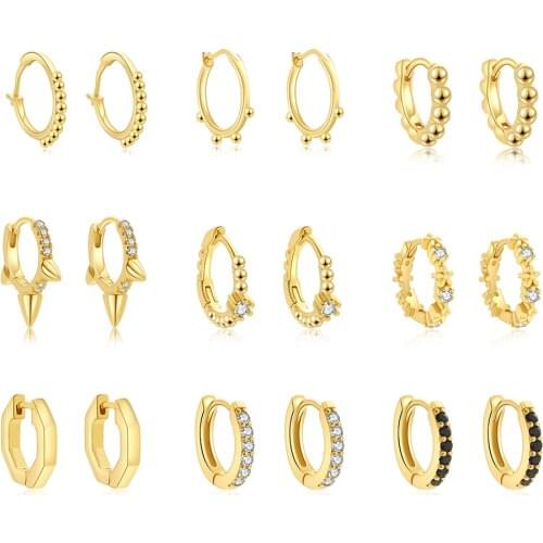 925 Sterling Silver Small Hoop Earrings for Women CZ Zircon Tiny Beads Round Circle Piercing Earring Huggie Jewelry Pendientes