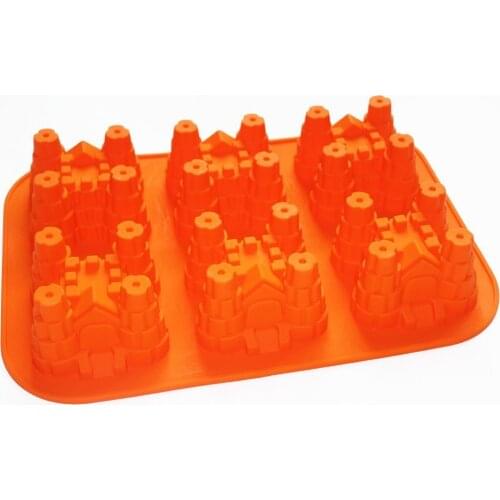 Mini Castle Cakelette Pan Cup Cake Tray Soap Mold Silicone Bakeware Kids Gift