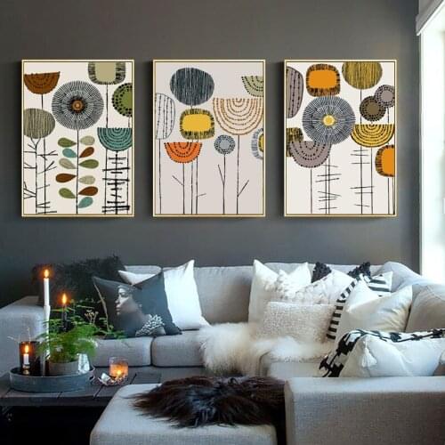 Nordic Modern Abstract Colorful Dandelion Posters Art Canvas Pictures For Living Room Bedroom Decor Unframed