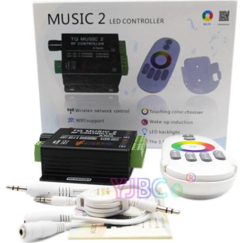 TQ Music 2 RGB Touch LED Strip Light Controller RF wireless Remote Music Audio control DC12V 24V 18A 3 Channel Lamp Tape dimmer