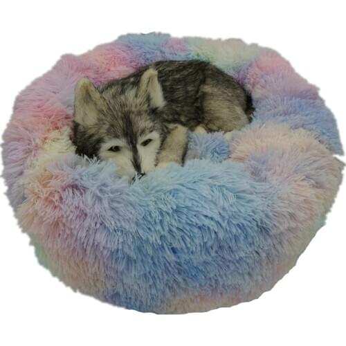 Round Plush Cat Bed For Cats House Pet Bed for Cat Bed basket Animals products sofa Long Dog Bed Cushion Mat For Pets Petshop