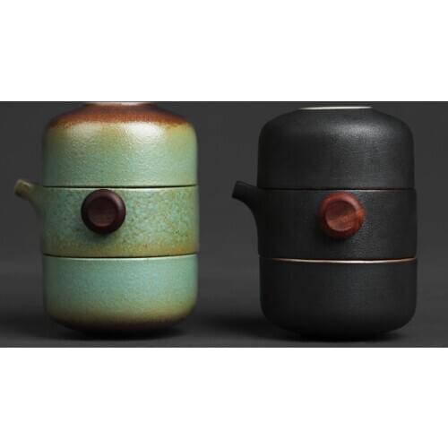 Japanese Ceramic Teapot Gaiwan Teacups Handmade Portable Travel Office Tea Set One Pot and Two Cups with Bag Gift