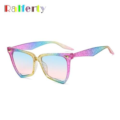 Ralferty Irregular Womens Sunglasses Decorative Glasses for Women 2021 Designer Colorful Shades lunette de soleil femme A9632