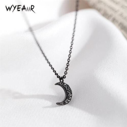 WYEAIIR Temperament SimpleBlack Moon Cool 925 Sterling Silver Female Necklace