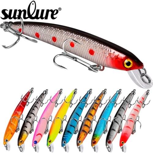 12Pcs 3D Eye Minnow Sunlure Fishing Lures 7.5cm-2.95" Hard Lure Fishing0.2oz-5.6g Tackle 6# Hook Hard Artificial Bait