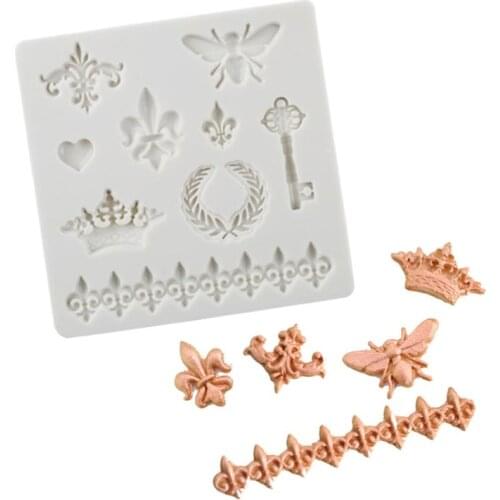 2PCS Baroque Style Lace Fondant Silicone Mold for Cake Cupcake Jewelry Decor