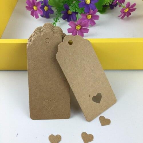 200pcs 9.5x4.5cm Hollow Heart Scalloped Kraft Paper Card / Blank Tag / Wedding Favour Gift Tag Price Label