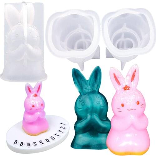 3D Geometric Rabbits Silicone Epoxy Resin Molds For Home Room Decorations From Transparent Epoxy Resin Diy Cute Anime Form Tools
