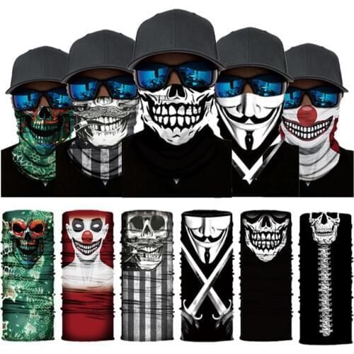 3D Printing Clown Skull Magic Scarf Riding Fishing Black Python Pattern Camouflage Face Mask For Men And Women