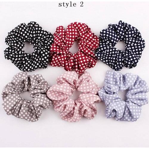 Women Girl Scrunchie stripe dot Plaid gingham elastic Hair Tie Accessories Ponytail Holder Rope scrunchy Headwear 50pcs 1203A