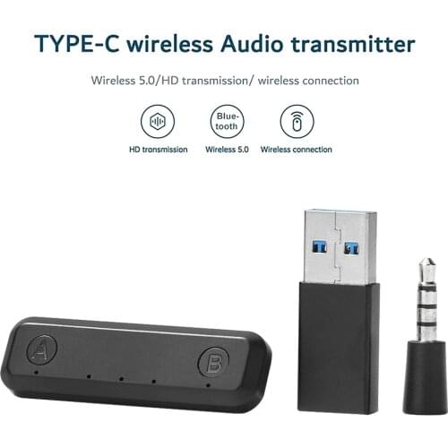 Bluetooth-compatible 5.0 Adapter Wireless Audio Transmitter with USB C to A Converter for PS4 Nintend Switch Switch Lite PC