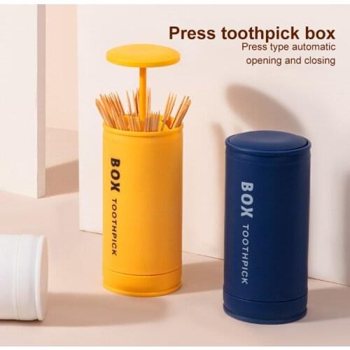 Press Type Automatic Pop-up Toothpick Holder Cotton Stick Cartridge Toothpick Rack Cotton Swab Storage Box Home Kitchen Supplies