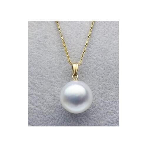 Free shipping jewelry Luminous 12-12.5mm Natural White Real South Sea Pearl Pendant