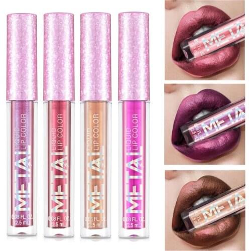 Lip Gloss Metal Liquid Makeup Waterproof Long-lasting Lip Gloss Lip Gloss Dye Cute Shine Luxury Makeup Lipstick Beauty Glazed