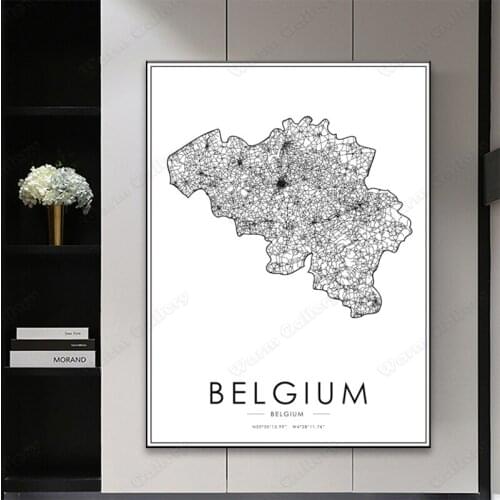 Black and White City Map The Belgium City Map Poster HD Print Wall Art Canvas Nordic Landscape Painting For Home Decor