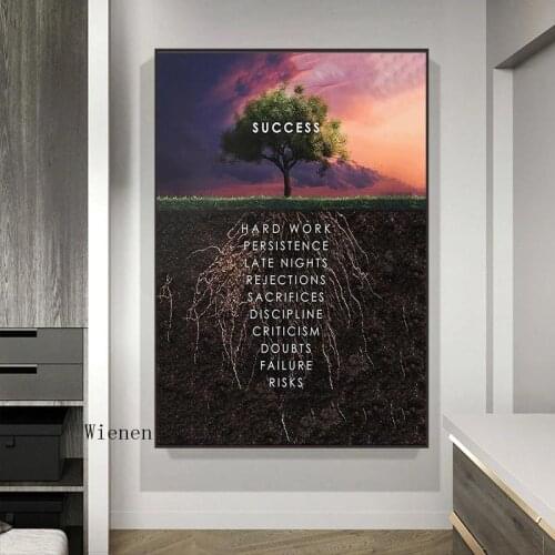 Tree Success Quote Home Decor Inspirational Quotes Wall Art Canvas Painting Pictures for Living Room Office Movie Poster