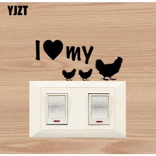 YJZT Farm Chicken Living Room Decor Vinyl Decal Animal Wall Switch Sticker My Love Heart S19-0171