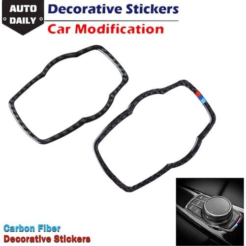 Multimedia Button Panel Trim Cover Carbon Fiber Stickers Decorative Stickers Fit For BMW 3 Series F30 2013-2015,GT F34 2013-2017