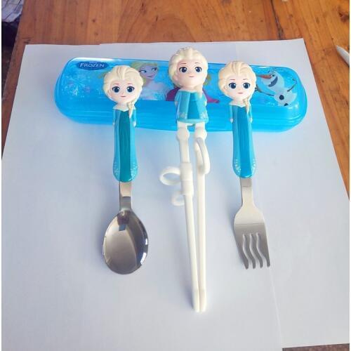 Disney childrens chopsticks training chopsticks baby learning practice chopsticks baby auxiliary spoon fork cutlery set
