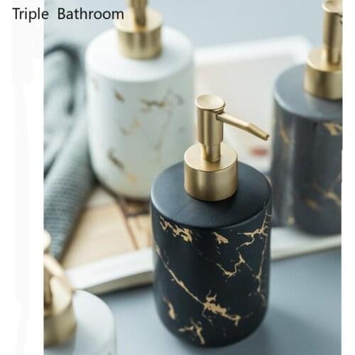 1pcs 400ml high quality frosted marble pattern bathroom dispenser ceramic lotion bottle shower bottle hand washing bottle