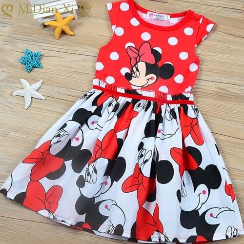 Infant Toddler Baby Girls Dress Summer Dress Cartoon Minnie Mouse Dots Dress Princess Dress Childrens Girls Clothing 0-6Years