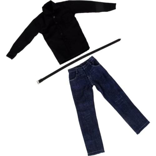 1/6th Plaid Shirt Jeans Set Canvas Shoes for 12'' Male Figure
